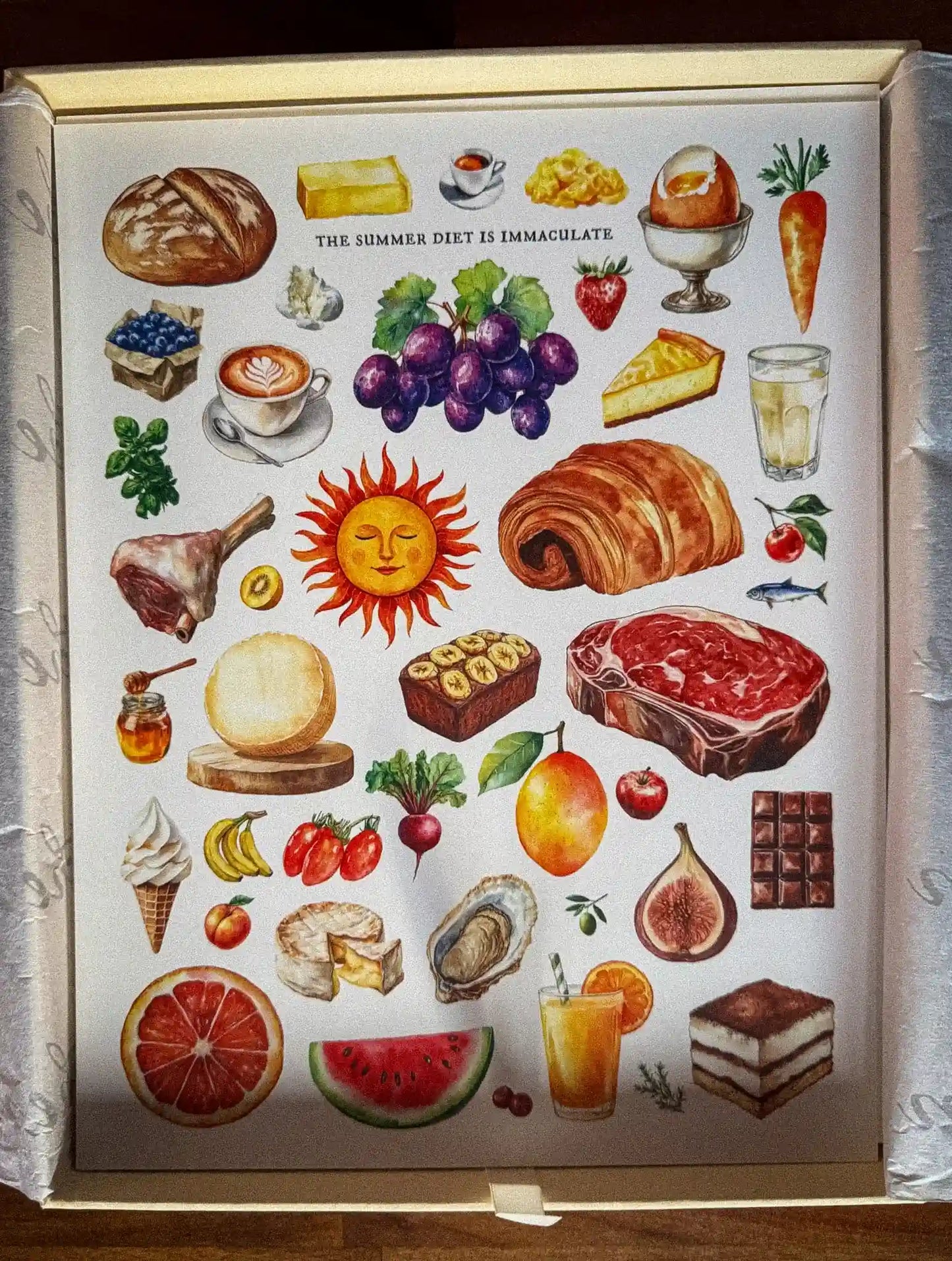 Illustrated food items with a summer diet theme